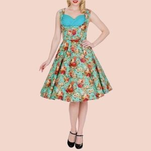 Lindy Bop Ophelia Retro Floral Fit-and-Flare Dress Size Small